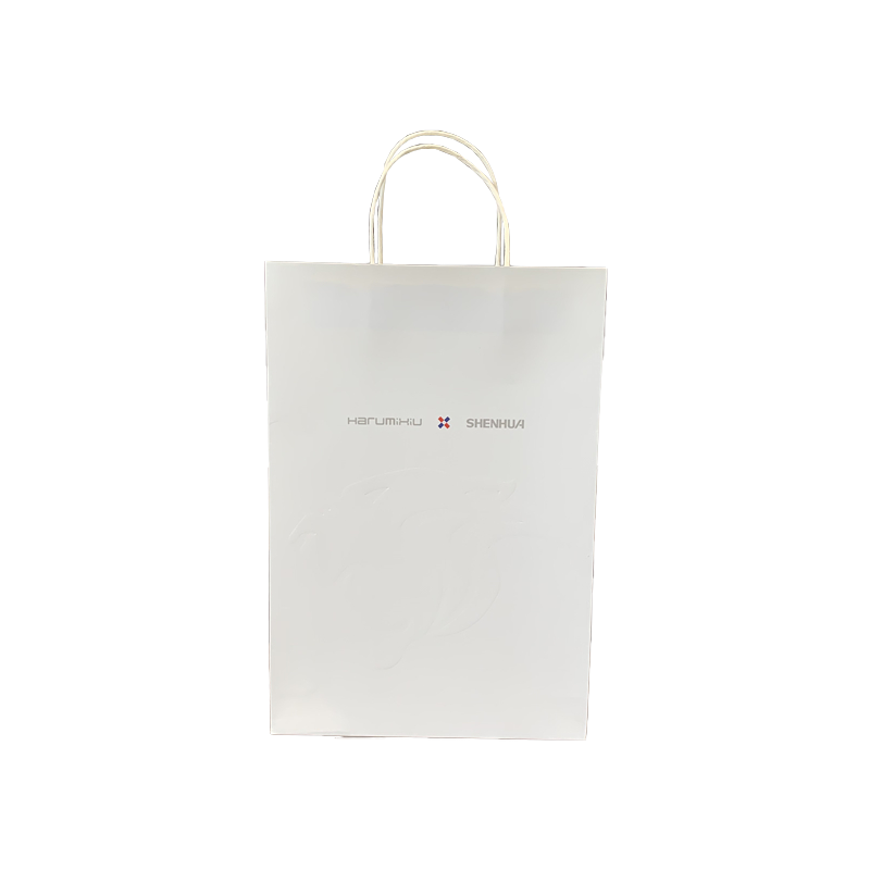 Aangepaste logo wit papieren zakken merk boodschappentas promotionele papieren zak met handvat voor kleding